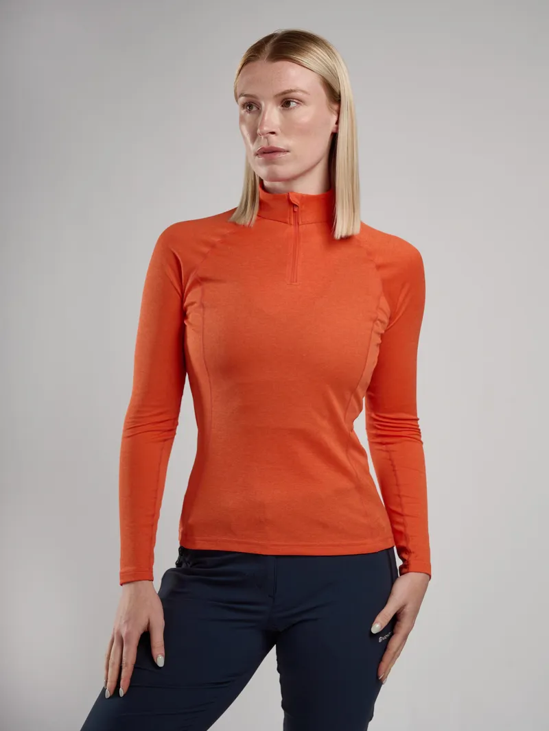 Montane Womens Dart Zip Neck T-Shirt - Tigerlily-1