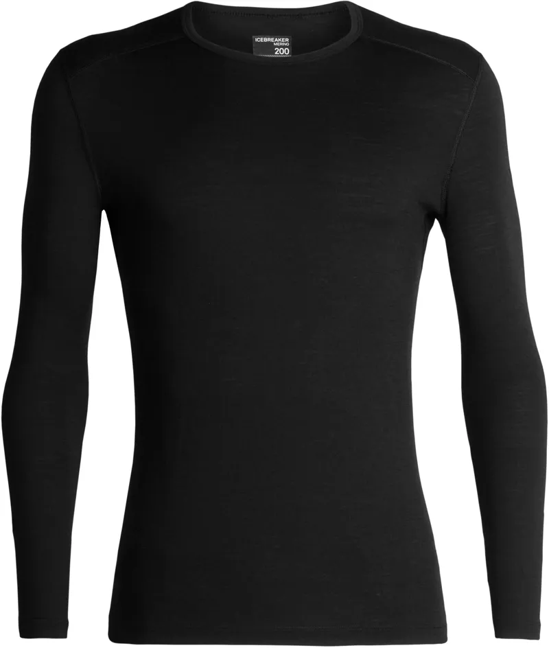 Icebreaker Mens 200 Oasis Long Sleeved Crewe Top - Black