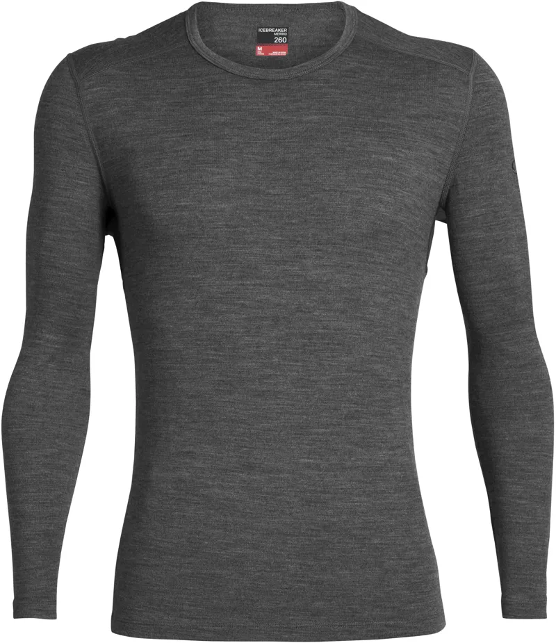 Icebreaker Mens 260 Tech Long Sleeved Crewe Top - Gritstone Heather