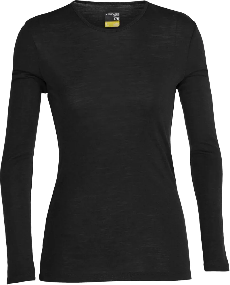 Icebreaker Womens 175 Everyday Long Sleeved Crewe Top - Black