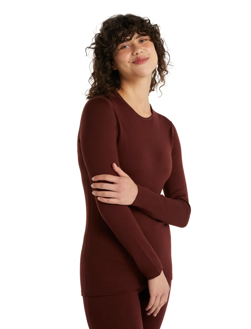 Icebreaker Womens 200 Oasis Long Sleeved Crewe Top - Espresso-1