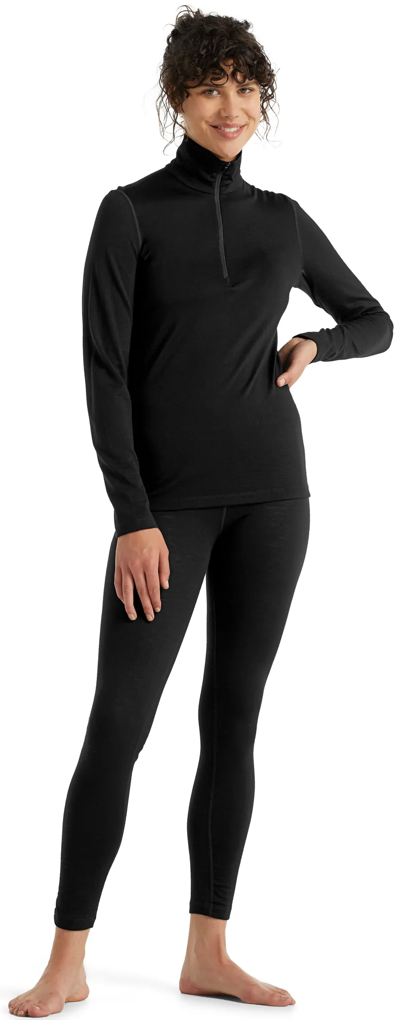 Icebreaker Womens 200 Oasis Long Sleeved Half Zip Top - Black-5