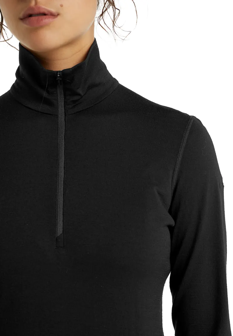 Icebreaker Womens 200 Oasis Long Sleeved Half Zip Top - Black-1
