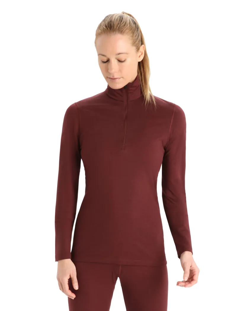 Icebreaker Womens 200 Oasis Long Sleeved Half Zip Top - Espresso-1