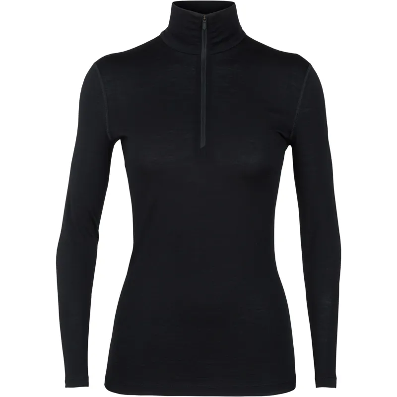 Icebreaker Womens 200 Oasis Long Sleeved Half Zip Tee - Black