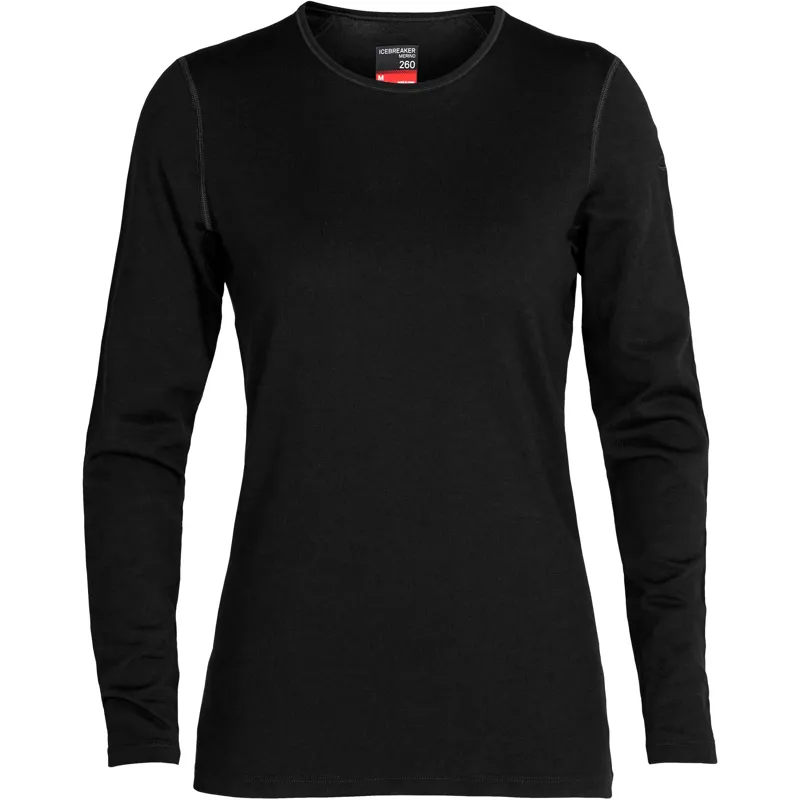 Icebreaker Womens 260 Tech Long Sleeved Crew Tee - Black