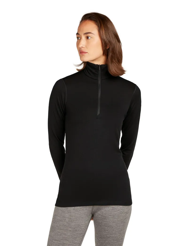 Icebreaker Womens 200 Oasis Long Sleeved Half Zip Tee - Black-1
