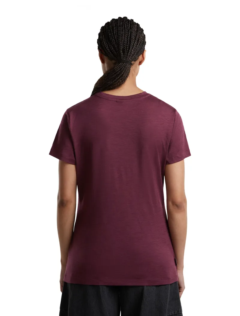 Icebreaker Womens Merino 150 Tech Lite III Short Sleeved Tee - Dark Berry-2