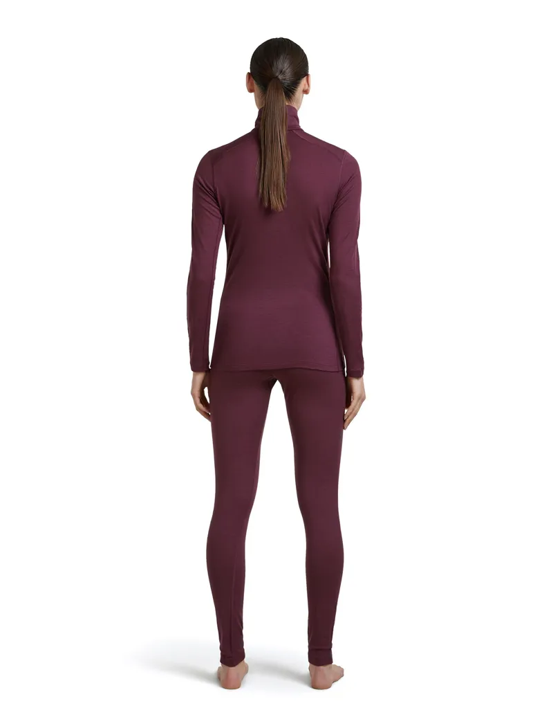 Icebreaker Womens 200 Oasis Long Sleeved Half Zip Tee - Dark Berry-5