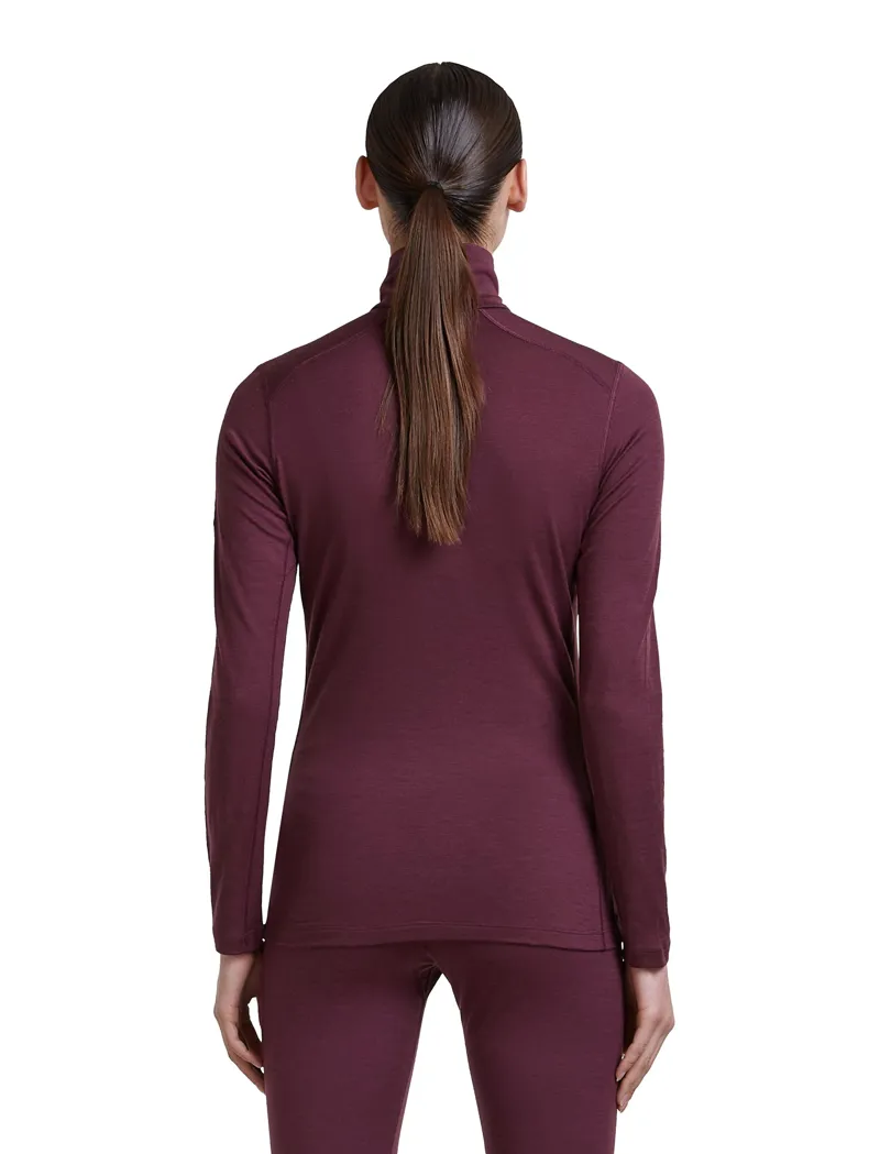 Icebreaker Womens 200 Oasis Long Sleeved Half Zip Tee - Dark Berry-3