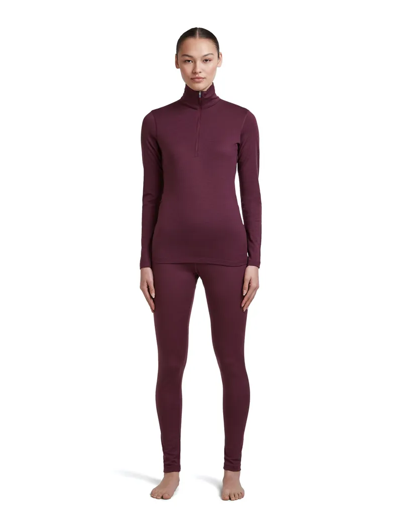 Icebreaker Womens 200 Oasis Long Sleeved Half Zip Tee - Dark Berry-4