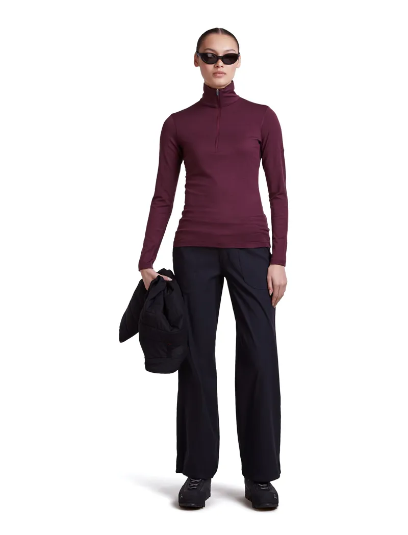 Icebreaker Womens 200 Oasis Long Sleeved Half Zip Tee - Dark Berry-8