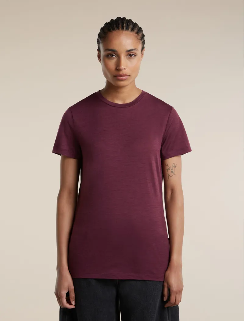 Icebreaker Womens Merino 150 Tech Lite III Short Sleeved Tee - Dark Berry-1