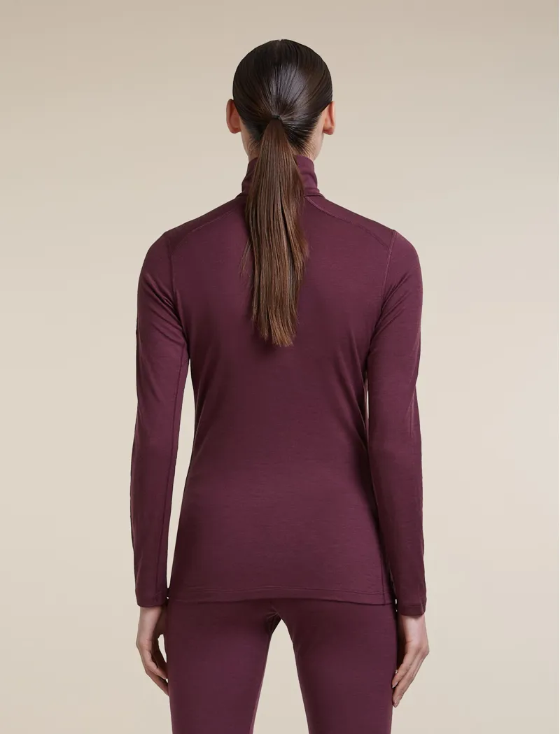 Icebreaker Womens 200 Oasis Long Sleeved Half Zip Tee - Dark Berry-3