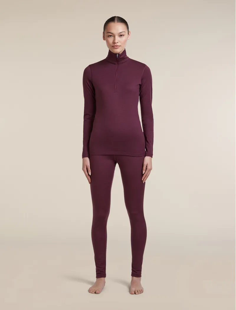 Icebreaker Womens 200 Oasis Long Sleeved Half Zip Tee - Dark Berry-4