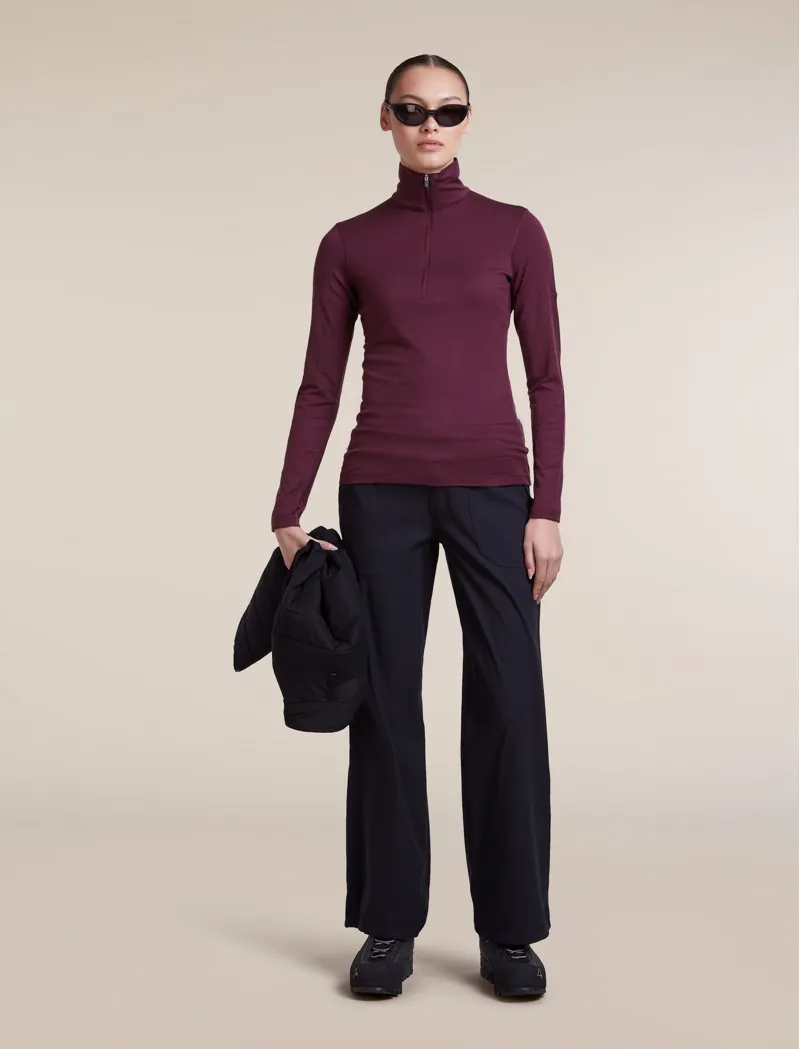Icebreaker Womens 200 Oasis Long Sleeved Half Zip Tee - Dark Berry-6