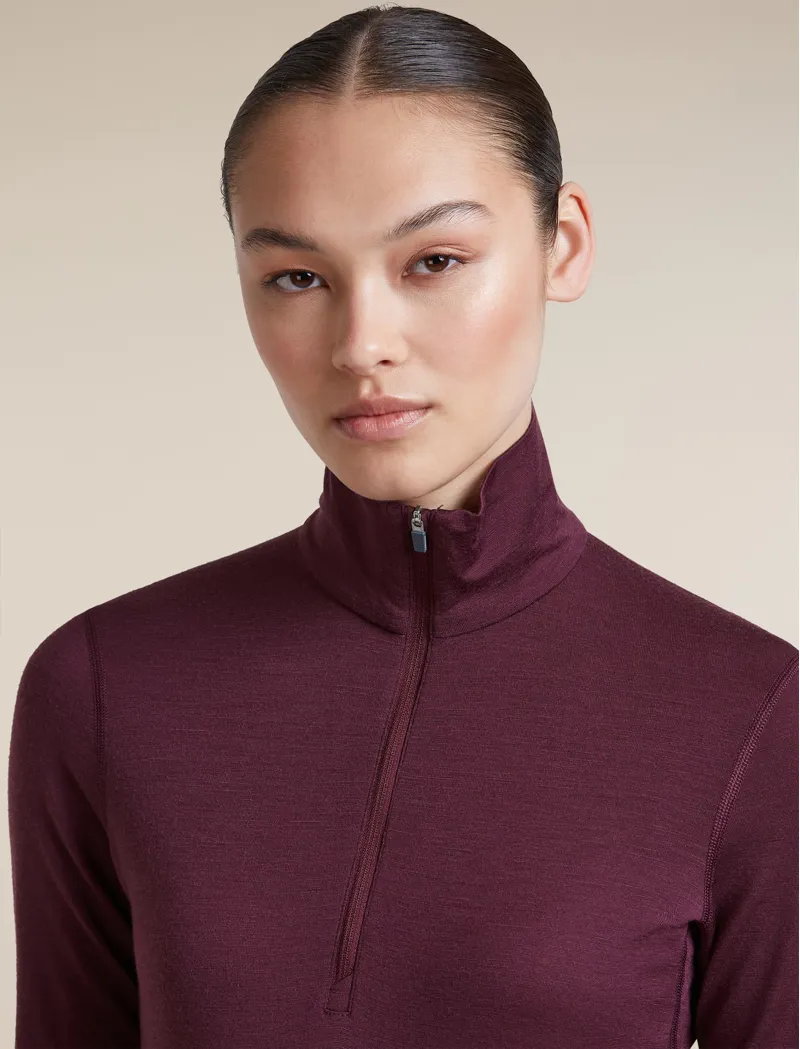 Icebreaker Womens 200 Oasis Long Sleeved Half Zip Tee - Dark Berry-8