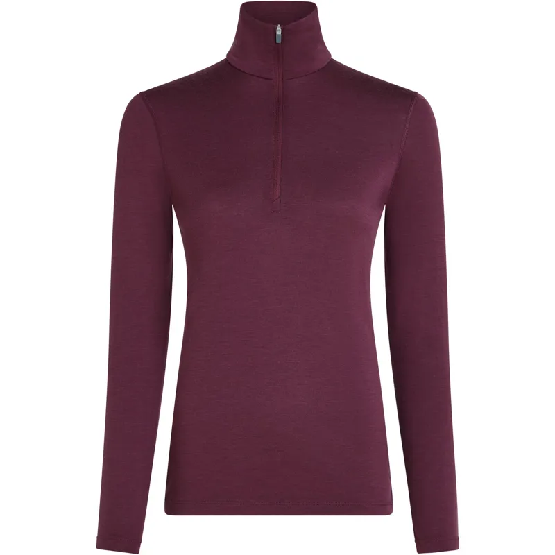 Icebreaker Womens 200 Oasis Long Sleeved Half Zip Tee - Dark Berry-1