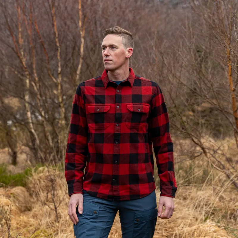 Fjallraven Mens Ovik Heavy Flannel Shirt - Red-Black-3
