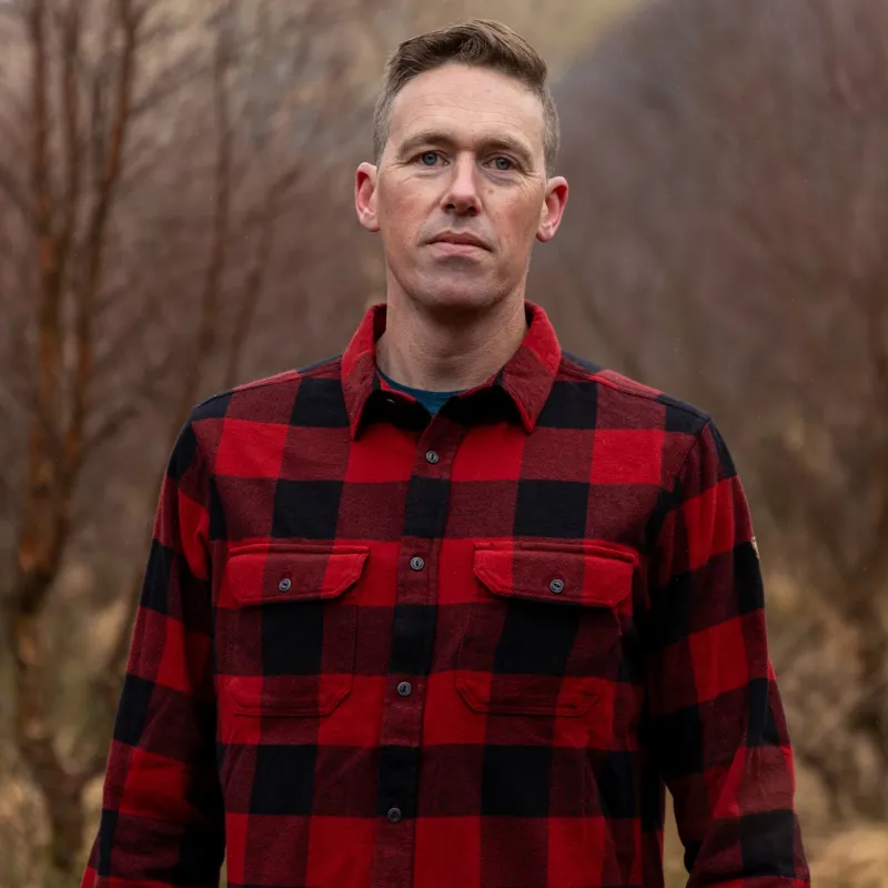 Fjallraven Mens Ovik Heavy Flannel Shirt - Red-Black-2