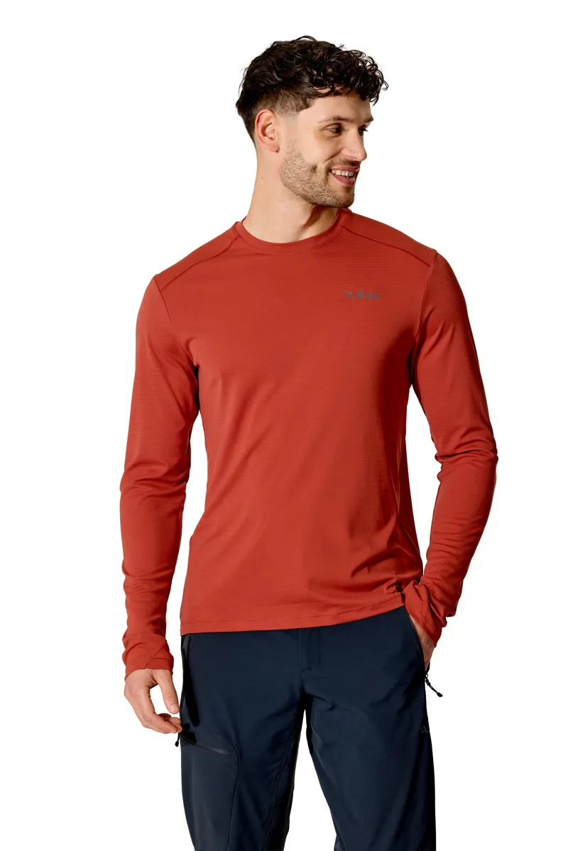 Rab Mens Force Long Sleeved Tee - Tuscan Red-3