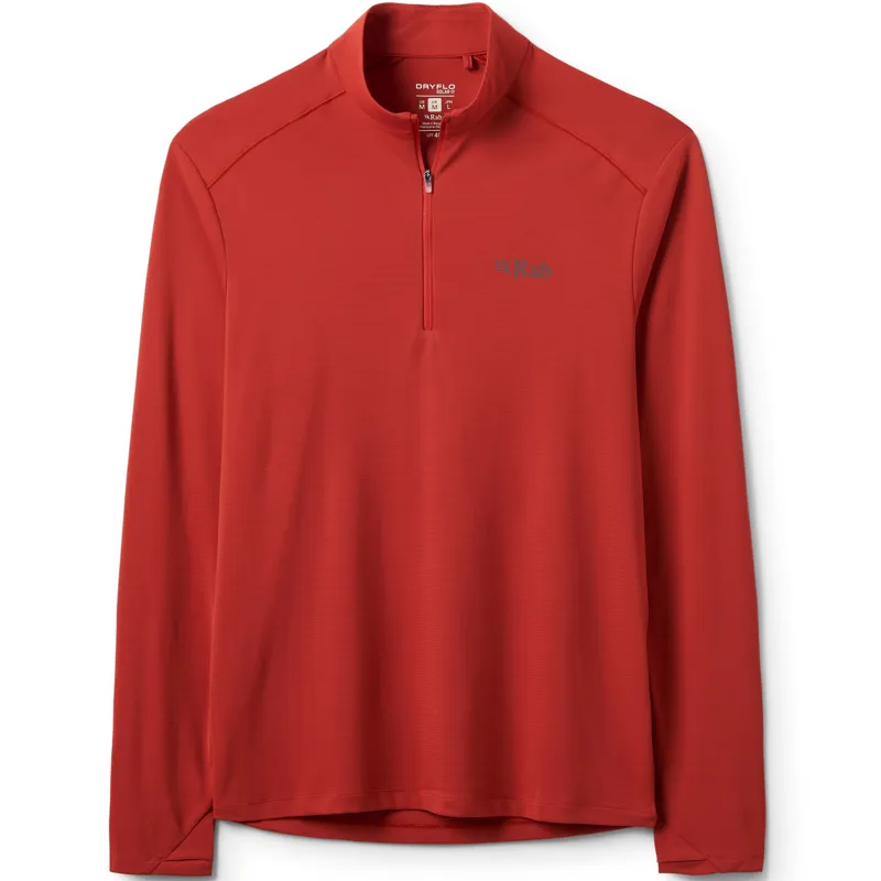 Rab Mens Force Long Sleeved Zip-Tee - Tuscan Red