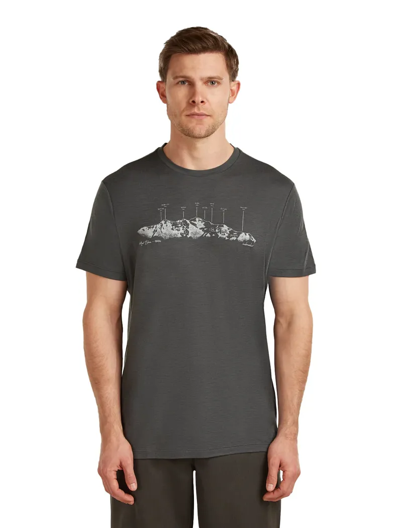 Icebreaker Mens 150 Tech Lite Short Sleeved Tee - The Peaks-Obsidian-1