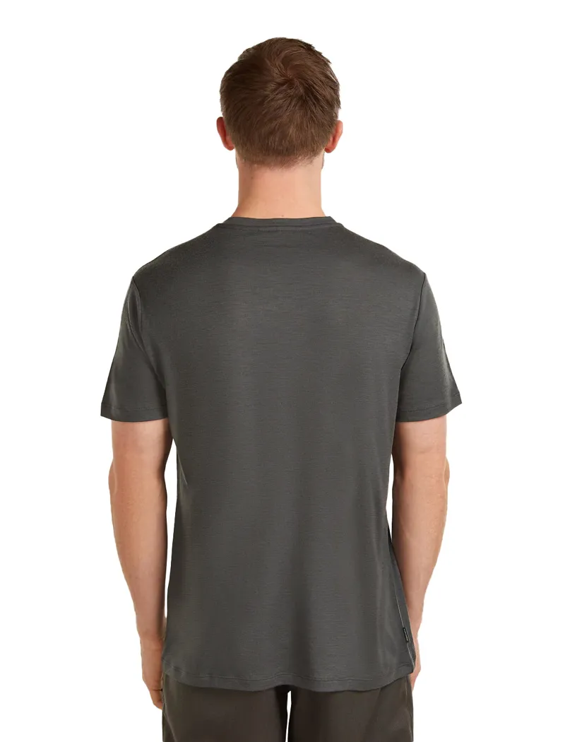 Icebreaker Mens 150 Tech Lite Short Sleeved Tee - The Peaks-Obsidian-2