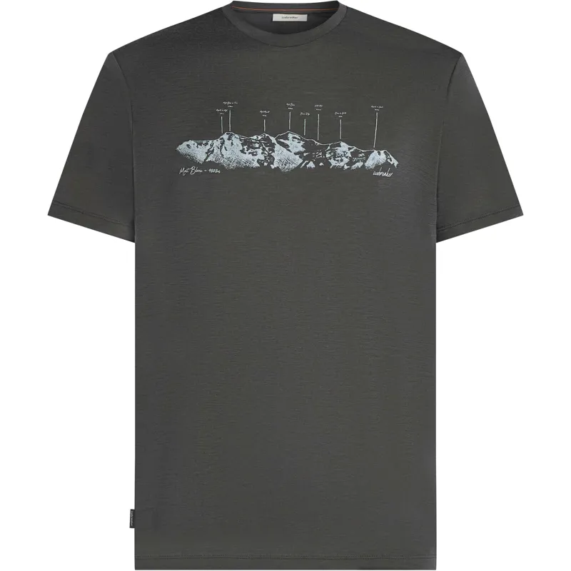 Icebreaker Mens 150 Tech Lite Short Sleeved Tee - The Peaks-Obsidian