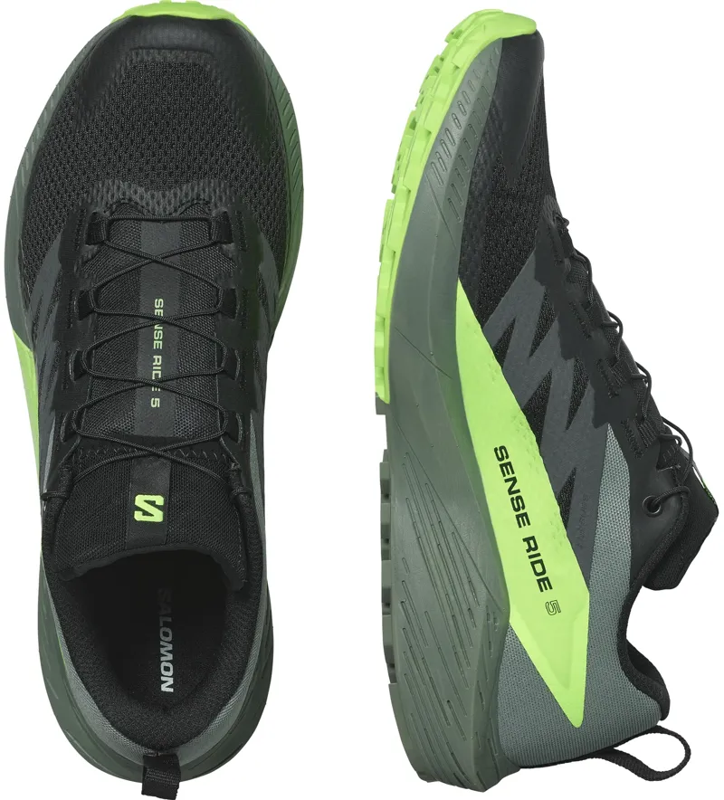 Salomon Mens Sense Ride 5 Shoes - Black-Laurel Wreath-Green Gecko-4