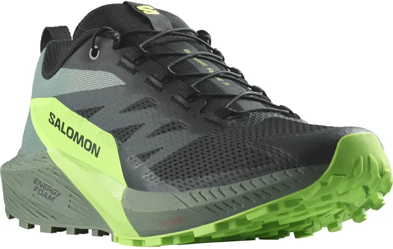 Salomon Mens Sense Ride 5 Shoes - Black-Laurel Wreath-Green Gecko-1