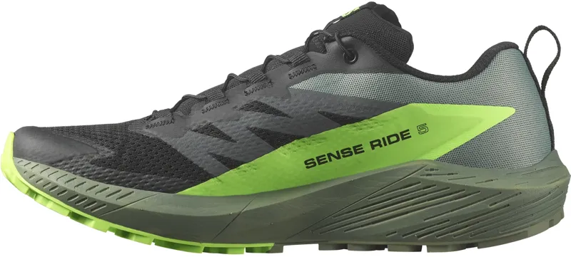 Salomon Mens Sense Ride 5 Shoes - Black-Laurel Wreath-Green Gecko-2