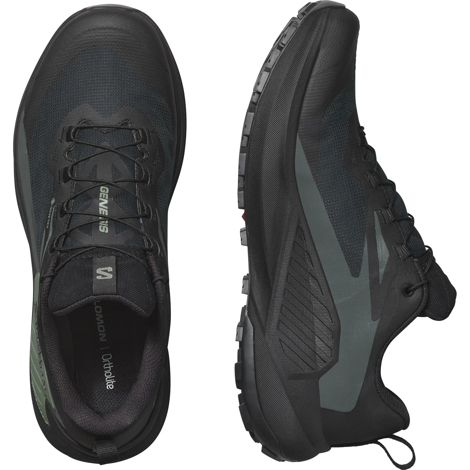 Salomon Mens Genesis GTX Shoes - Black-Agave Green-Urban Chic display picture 3