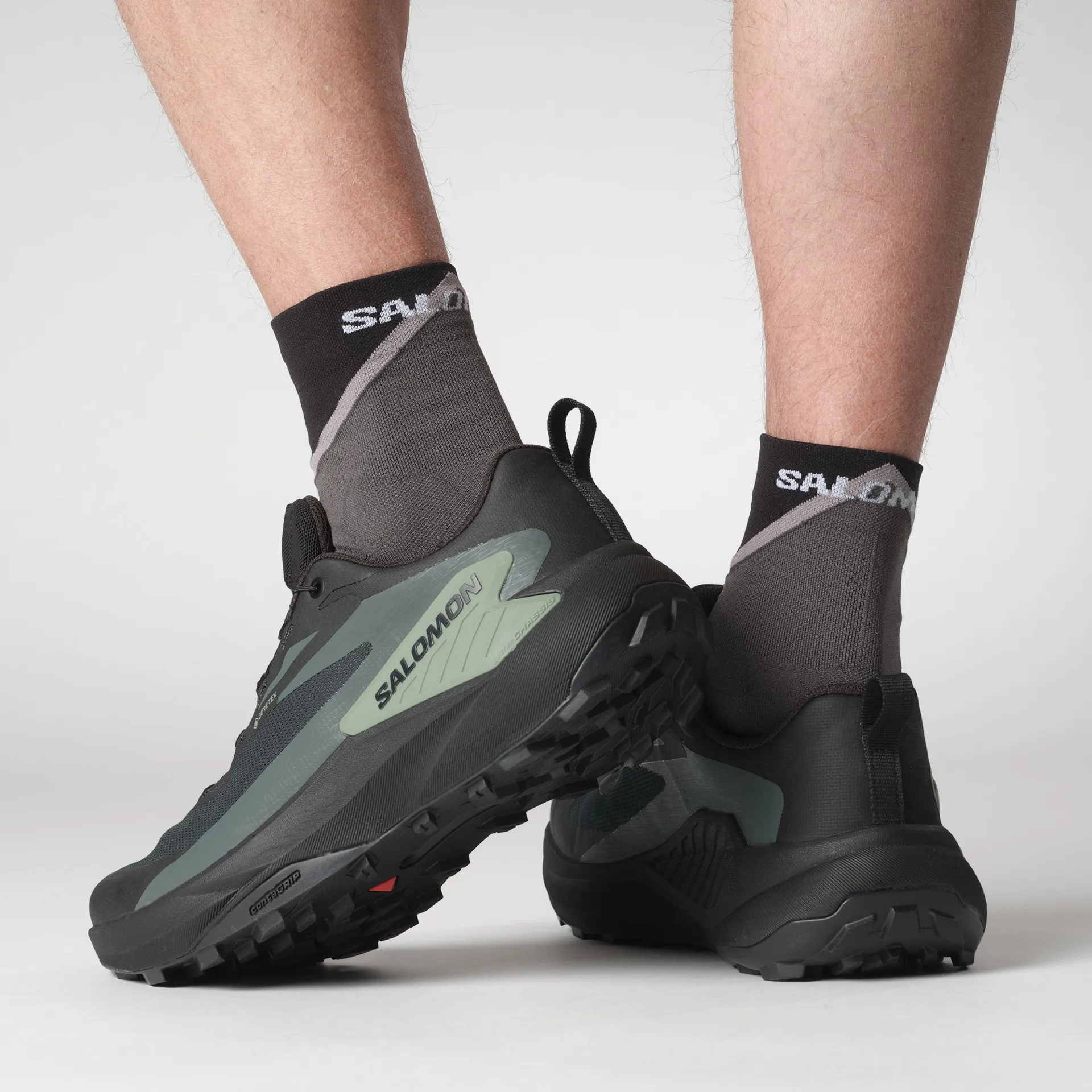 Salomon Mens Genesis GTX Shoes - Black-Agave Green-Urban Chic display picture 3