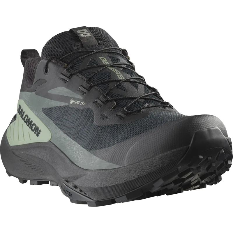 Salomon Mens Genesis GTX Shoes - Black-Agave Green-Urban Chic-2
