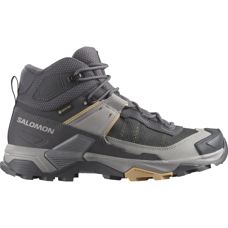 Salomon Womens X Ultra 5 Mid GTX Shoes - Nine Iron-Gull-Soft Clay