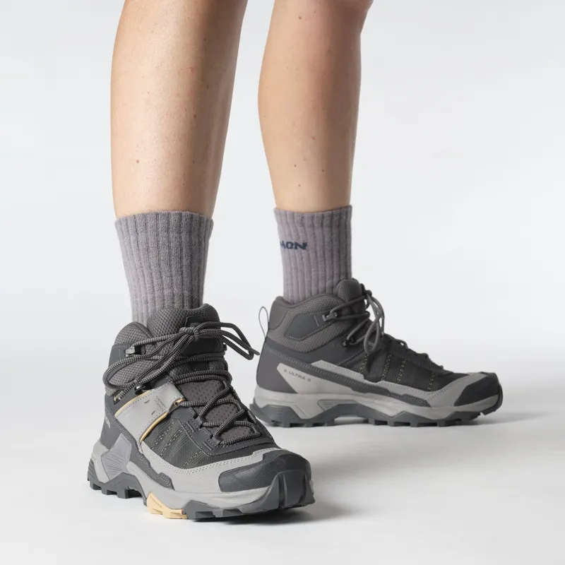 Salomon Womens X Ultra 5 Mid GTX Shoes - Nine Iron-Gull-Soft Clay-6