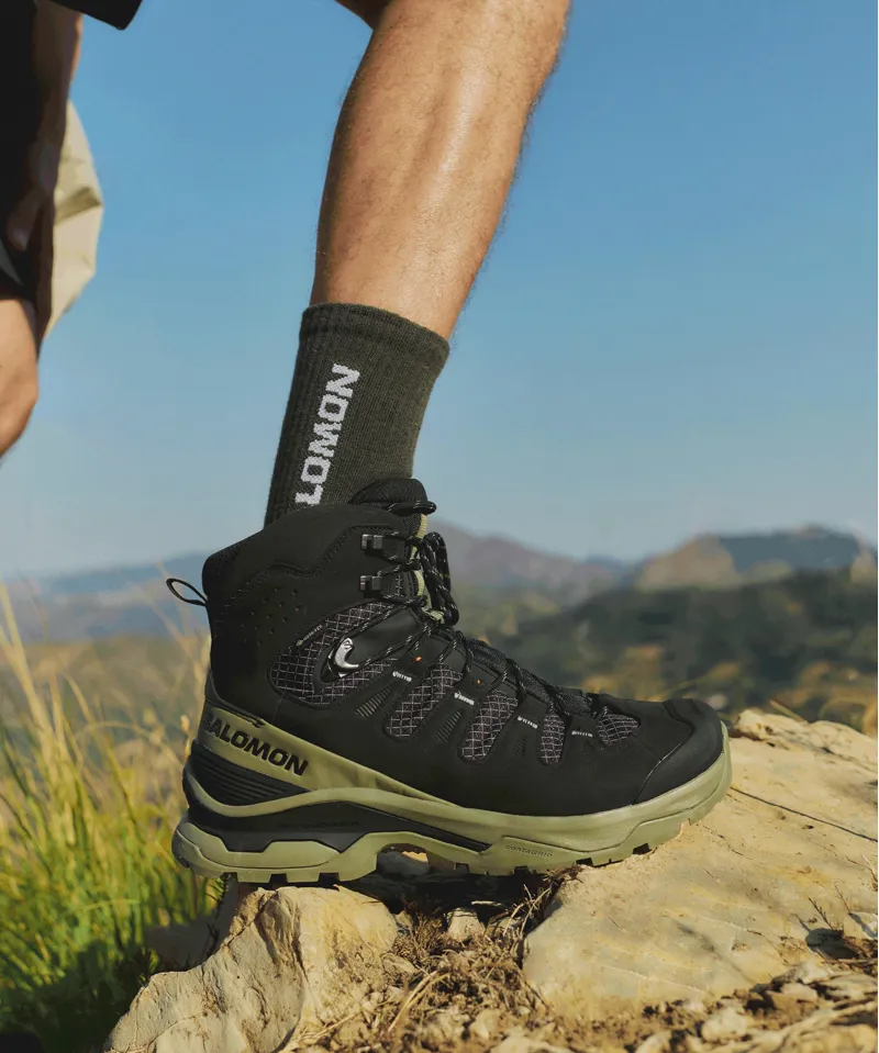 Salomon Mens Quest 5 GTX Boots - Black-Deep Lichen Green-Black-9