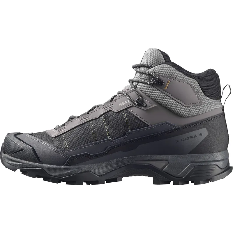 Salomon Mens X Ultra 5 Mid GTX Shoes - Dark Gull Gray-Asphalt-Willow-2