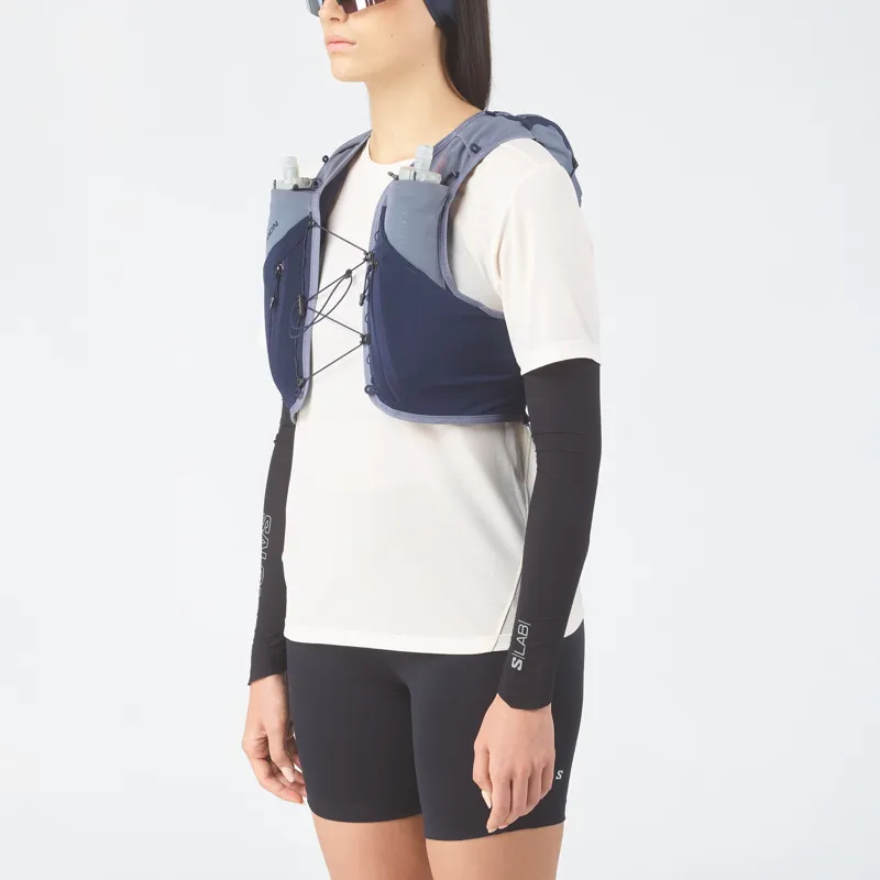 Salomon ADV Skin 12 Running Vest Set - Maritime Blue-Grisaille-Sunny Lime-2