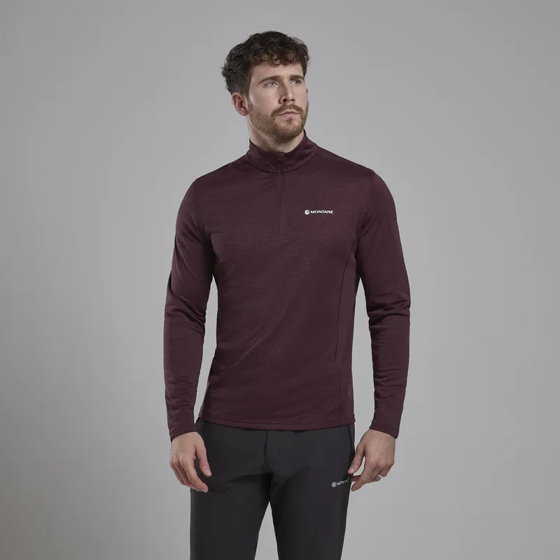Montane Mens Dart Zip Neck T-Shirt - Dark Garnet-1