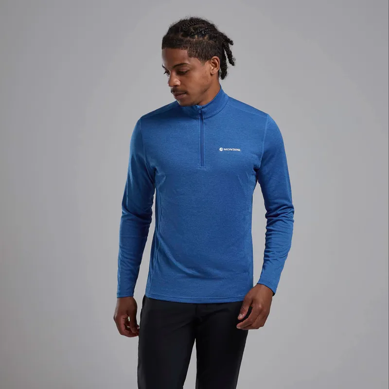Montane Mens Dart Zip Neck T-Shirt - Neptune Blue-1