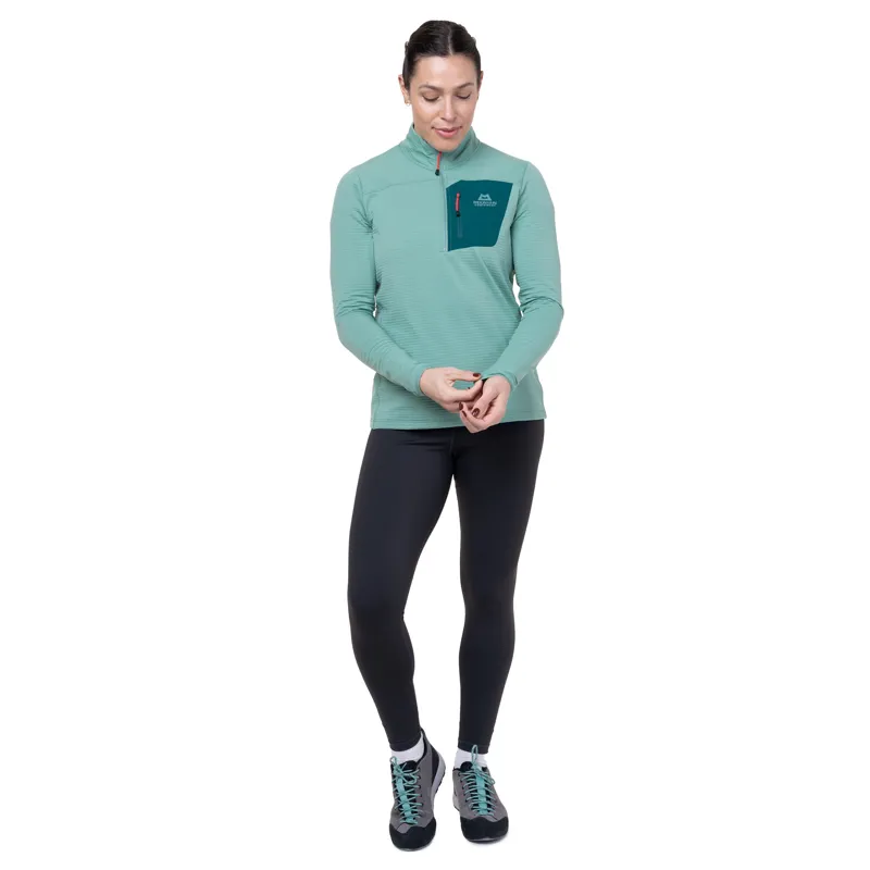 Mountain Equipment Womens Lumiko Zip T Fleece - Lichen Green-Deep Teal-1
