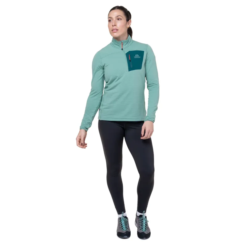 Mountain Equipment Womens Lumiko Zip T Fleece - Lichen Green-Deep Teal-2
