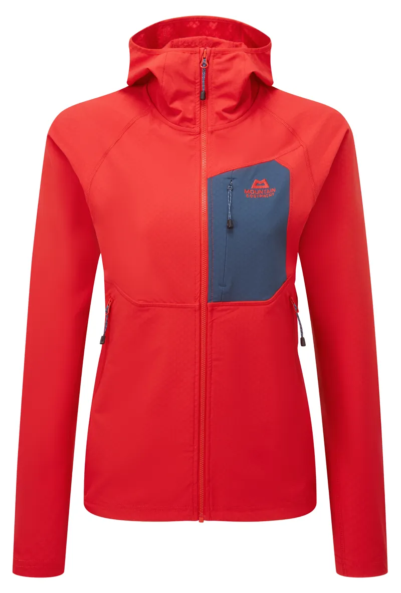 Mountain Equipment Womens Arrow Hooded Jacket - Chili Red-Dusk