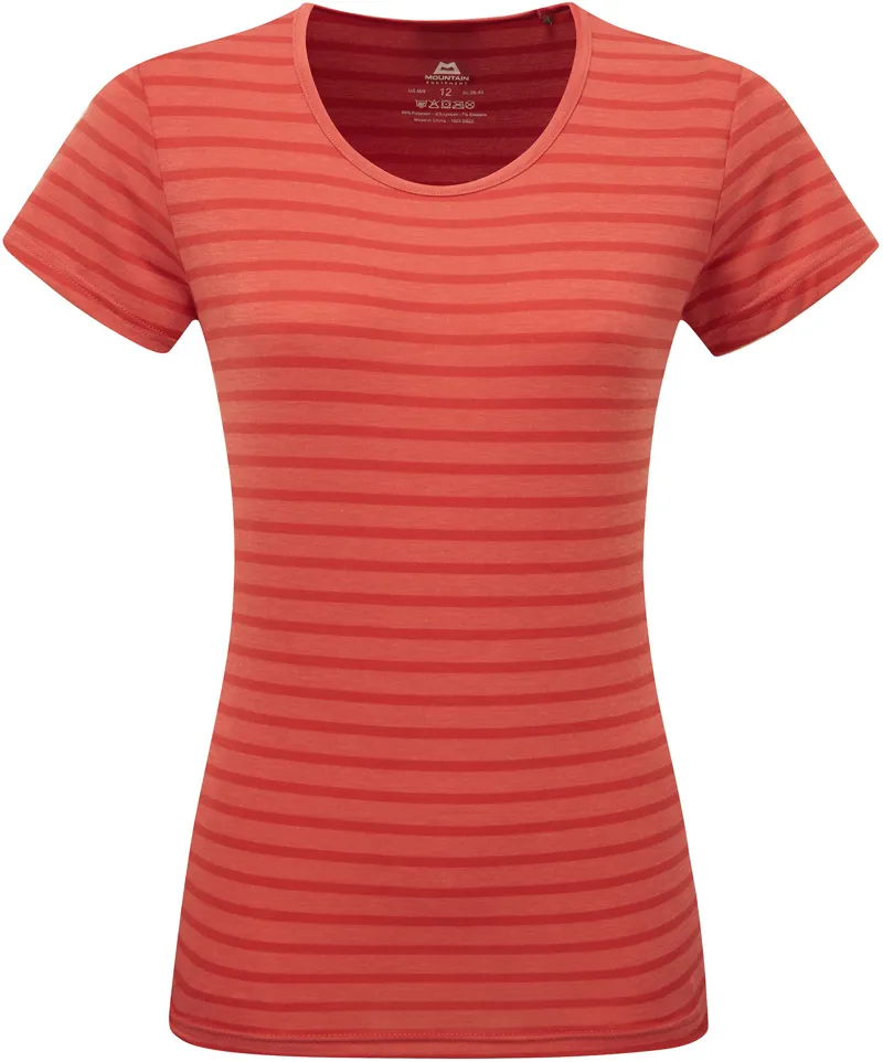 Mountain Equipment Womens Groundup Stripe Tee - Rosewood Stripe