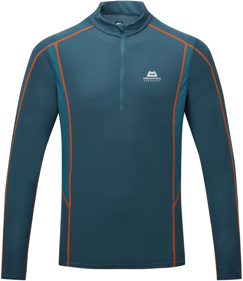 Mountain Equipment Mens Ignis Long Sleeved Zip-Tee - Majolica-Alto blue