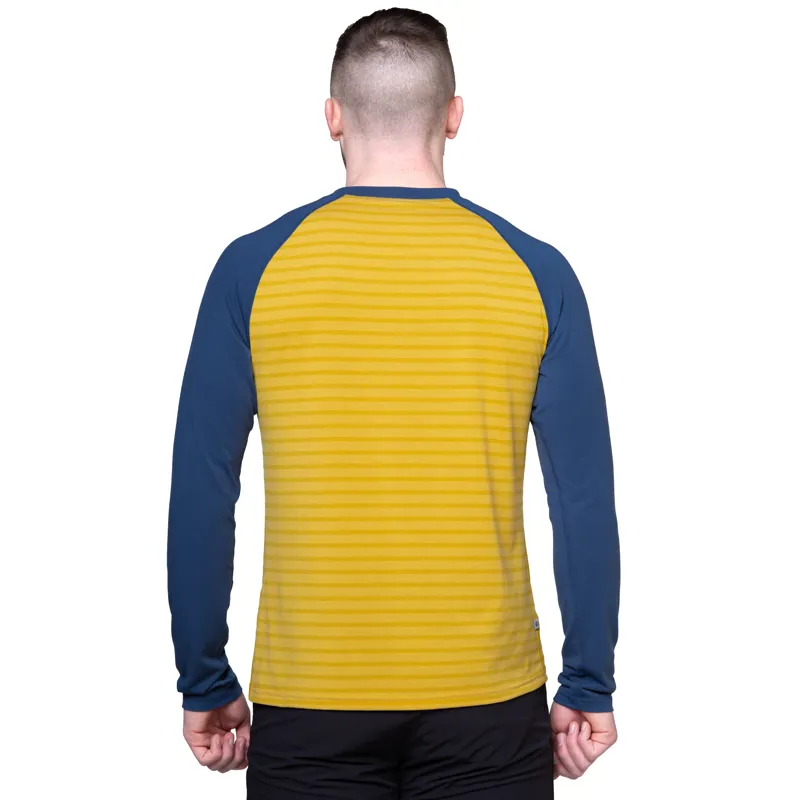 Mountain Equipment Mens Redline Long Sleeved Tee - Acid Stripe-Denim-1