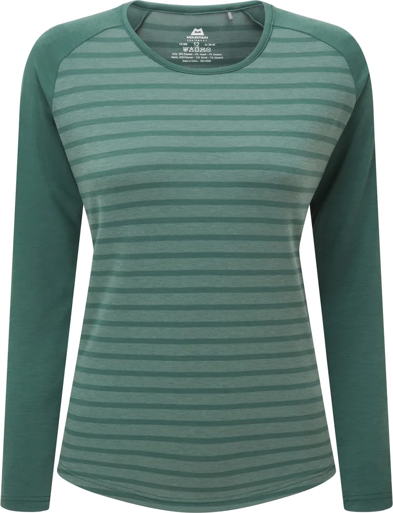 Mountain Equipment Womens Redline Long Sleeved Tee - Fern Stripe-Fern