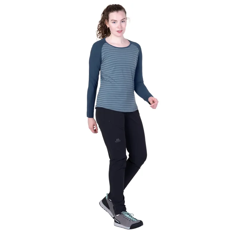 Mountain Equipment Womens Redline Long Sleeved Tee - Bluefin Stripe-Denim-3